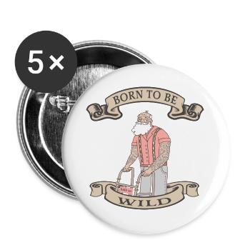 Aktiver Senior mit Rollator - Buttons groß 56 mm (5er Pack) - Weiß - Vorne