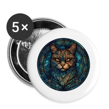 Manx Cat Breed Aquarellglas - Buttons groß 56 mm (5er Pack) - Weiß - Vorne