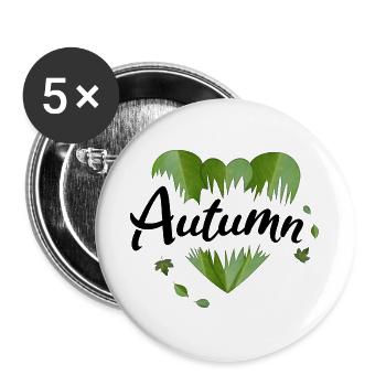 Herbst Herbstblätter Blätter - Buttons groß 56 mm (5er Pack) - Weiß - Vorne