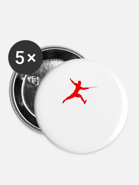 Fechten Fechtsportler Fechter Fechtsport - Buttons groß 56 mm (5er Pack) - Weiß