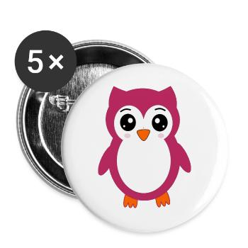 Kawaii Eule Geschenk Geburt Baby Taufe Babyparty  - Buttons groß 56 mm (5er Pack) - Weiß - Vorne