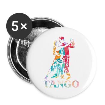 Feuriger Tango Gesellschaftstanz - Buttons groß 56 mm (5er Pack) - Weiß - Vorne