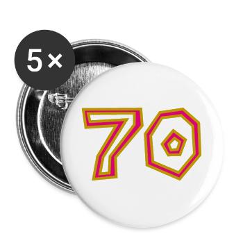 70. 70 JAHRE. 70-JÄHRIGES JUBILÄUM. 70-JÄHRIGES JUBILÄUM. - Buttons groß 56 mm (5er Pack) - Weiß - Vorne
