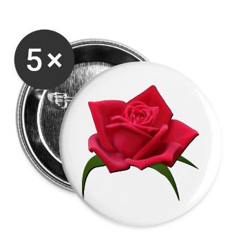 Rose rote Rose Rosenblüte - Buttons groß 56 mm (5er Pack) - Weiß - Vorne