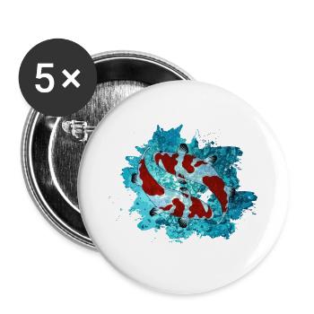 Koi - Buttons groß 56 mm (5er Pack) - Weiß - Vorne