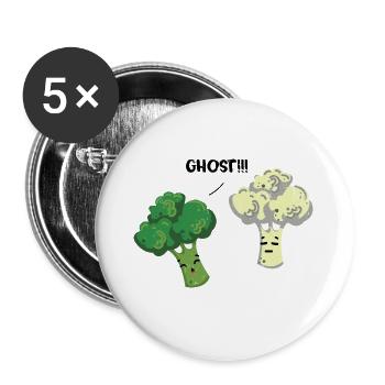 Knackiger Brokkoli Supergemüse - Buttons groß 56 mm (5er Pack) - Weiß - Vorne