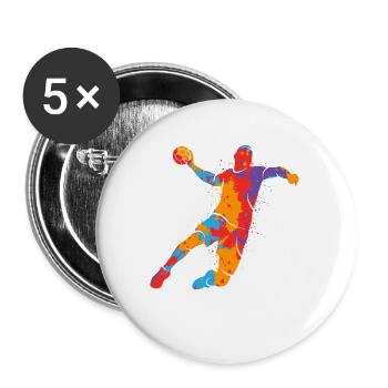 Handballspieler bunt Handballer Jungen Handball - Buttons groß 56 mm (5er Pack) - Weiß - Vorne