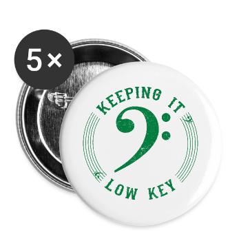 Bassschlüssel Grün - Vintage Musical Symbol - Buttons groß 56 mm (5er Pack) - Weiß - Vorne