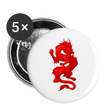Glowing Fire Fantasy Dragon Gamer-Kunst - Buttons groß 56 mm (5er Pack) - Weiß - Vorne