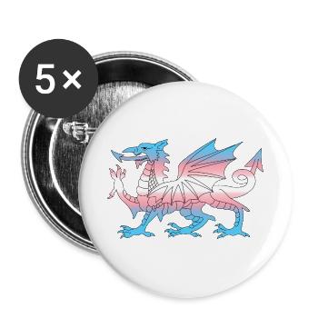 Wales Trans Flag, Baner Trans Cymru, Transgender - Buttons large 2.2''/56 mm (5-pack) - white - Front