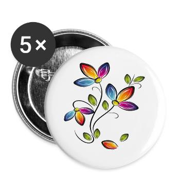 Blumenranke, Flowers - Buttons groß 56 mm (5er Pack) - Weiß - Vorne