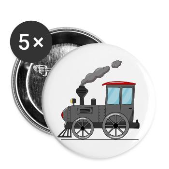 Kinderzug Eisenbahn grau - Buttons groß 56 mm (5er Pack) - Weiß - Vorne