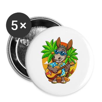 Lustige Esel Cartoon Sommer Strand Sonnenbrille - Buttons groß 56 mm (5er Pack) - Weiß - Vorne