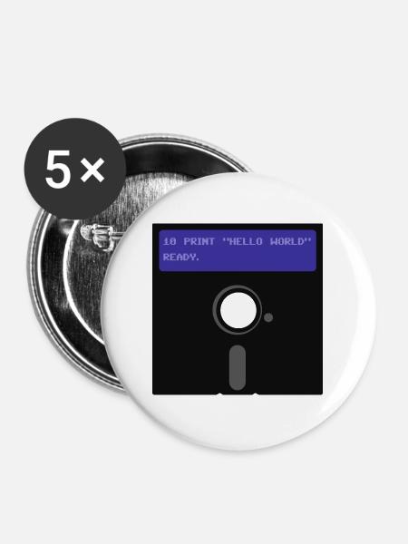 Floppy Disk - Buttons groß 56 mm (5er Pack) - Weiß