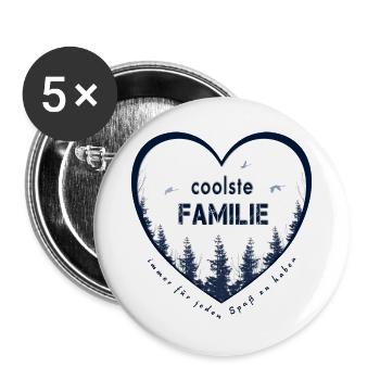coolste Familie - Buttons groß 56 mm (5er Pack) - Weiß - Vorne