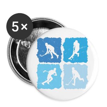 Floorball Retro Unihockey Floorball Spieler - Buttons groß 56 mm (5er Pack) - Weiß - Vorne