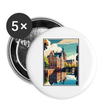 Leeuwarden Niederlande Vintage Reiseposter WPA - Buttons groß 56 mm (5er Pack) - Weiß - Vorne