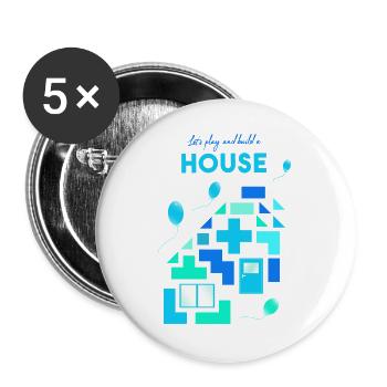 Bausteine Steine bauen spielen - Buttons groß 56 mm (5er Pack) - Weiß - Vorne
