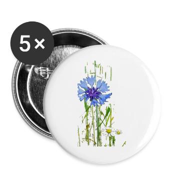 Kornblumen und Gänseblümchen Muster - Buttons groß 56 mm (5er Pack) - Weiß - Vorne