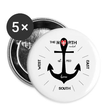 Anker Dänemark dänisch - Buttons groß 56 mm (5er Pack) - Weiß - Vorne