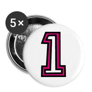1. 1 JAHR. 1. JAHRESTAG. 1 JAHR GEBURTSTAG - Buttons groß 56 mm (5er Pack) - Weiß - Vorne