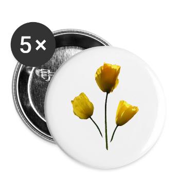 gelbe Mohnblumen gelber Mohn - Buttons groß 56 mm (5er Pack) - Weiß - Vorne