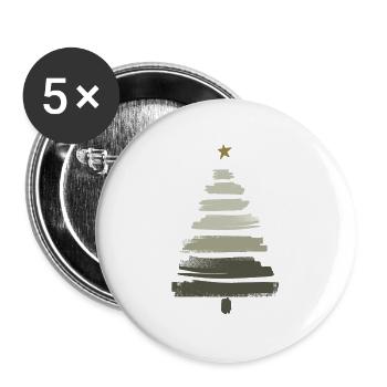 Arbre de Noël - Lot de 5 grands badges (56 mm) - blanc - Devant