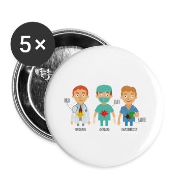 Kaffeefleckiger Anästhesist Arztkittel - Buttons groß 56 mm (5er Pack) - Weiß - Vorne