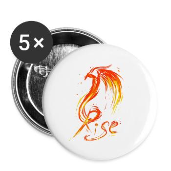 Feuervogel Rise Aufstieg - Buttons groß 56 mm (5er Pack) - Weiß - Vorne
