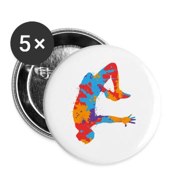 Parkour Freerunning Freerunner Bunt Parkourläufer - Buttons groß 56 mm (5er Pack) - Weiß - Vorne