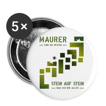 Maurer Hochbau Steinmetz - Buttons groß 56 mm (5er Pack) - Weiß - Vorne