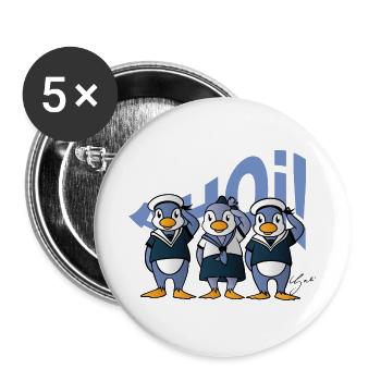 Ahoi Pinguine - Buttons groß 56 mm (5er Pack) - Weiß - Vorne