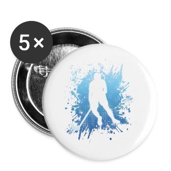Unihockey Spiel Floorballer Innebandy Floorball - Buttons groß 56 mm (5er Pack) - Weiß - Vorne