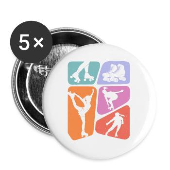 Rollschuhe Roller Skating Rollschuh Mädchen - Buttons groß 56 mm (5er Pack) - Weiß - Vorne