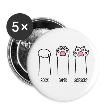 Rock Paper Scissors - Buttons large 2.2''/56 mm (5-pack) - white - Front