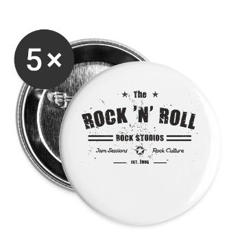 ROCK 'N' ROLL ROCK STUDIOS - Buttons groß 56 mm (5er Pack) - Weiß - Vorne