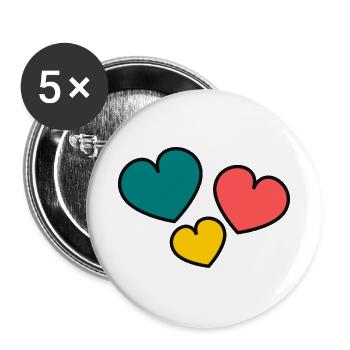 HERZ. HERZ. HERZ. KÜSSEN. SCHMATZEN. KÜSST. - Buttons groß 56 mm (5er Pack) - Weiß - Vorne