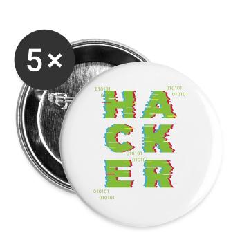 Hacker 0101 - Buttons groß 56 mm (5er Pack) - Weiß - Vorne