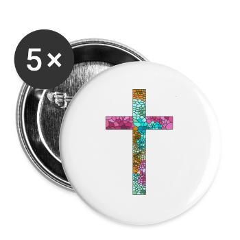 Kreuz Jesus Gott Religion Kirche Papst Vatikan - Buttons groß 56 mm (5er Pack) - Weiß - Vorne