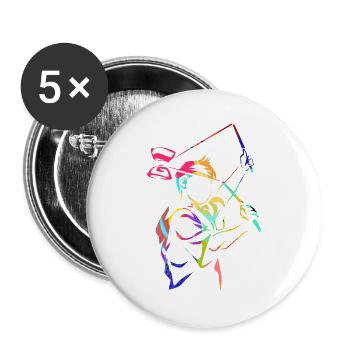 Wirbelnder Diabolo Zirkusartist - Buttons groß 56 mm (5er Pack) - Weiß - Vorne