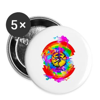 Regenbogen Shiva Tantra - Buttons groß 56 mm (5er Pack) - Weiß - Vorne