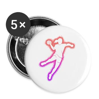 Handball Handballspieler Mädchen Handballerin - Buttons groß 56 mm (5er Pack) - Weiß - Vorne