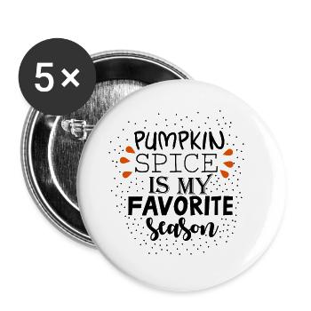 Kürbis Kürbiszeit Herbst Geschenk - Buttons groß 56 mm (5er Pack) - Weiß - Vorne