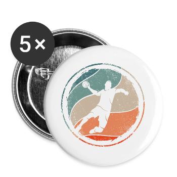 Handball Handballspieler Jungen Handballer - Buttons groß 56 mm (5er Pack) - Weiß - Vorne