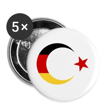 Deutsche und Türkische Flagge - Buttons groß 56 mm (5er Pack) - Weiß - Vorne