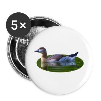 Nilgans Gans Küken - Buttons groß 56 mm (5er Pack) - Weiß - Vorne