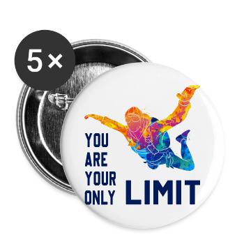 Skydive Fallschirmspringer Skydiver Freifall - Buttons groß 56 mm (5er Pack) - Weiß - Vorne