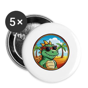 Dragon Funny Cartoon Lunettes de soleil de plage d’été cool - Lot de 5 grands badges (56 mm) - blanc - Devant