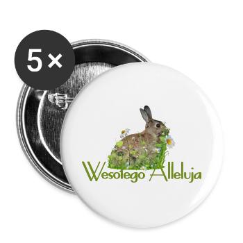 Frohe Ostern - Buttons groß 56 mm (5er Pack) - Weiß - Vorne