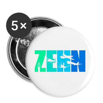 10. Geburtstag Junge 10 Jahre Flugzeug Flugzeuge - Buttons groß 56 mm (5er Pack) - Weiß - Vorne